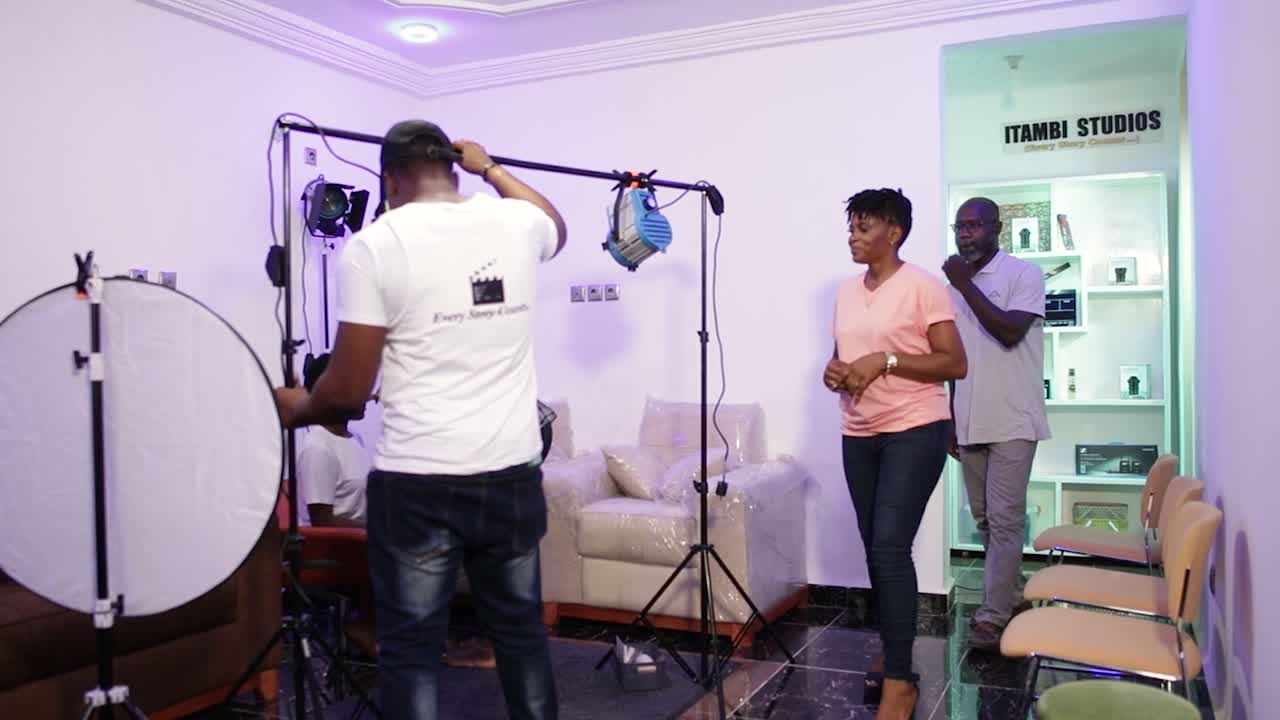 Itambi Studios production setup with crew preparing a studio shot.